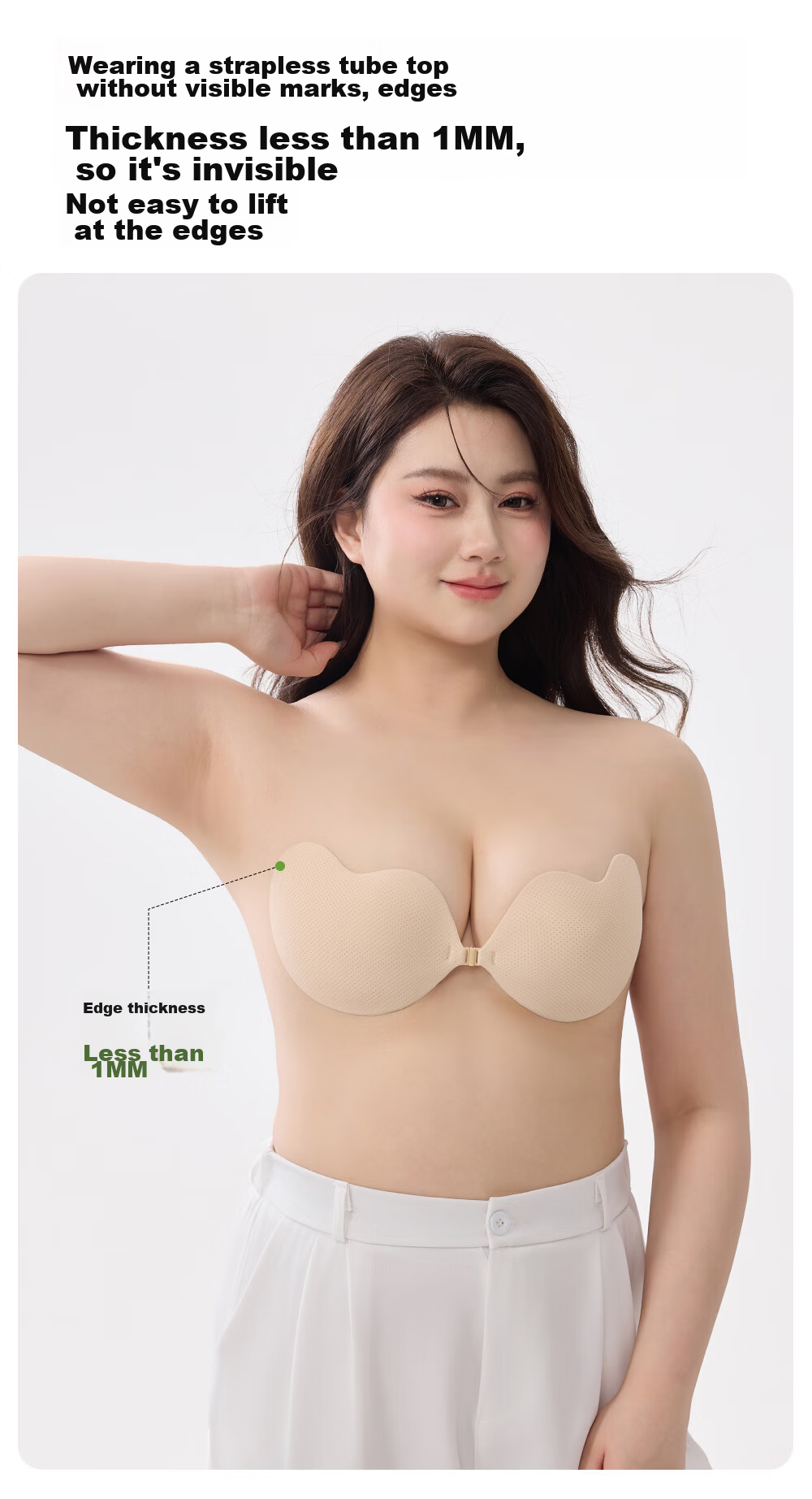PINK AMY Sticky Cotton Breast Pads Women’s Wedding Dress Summer Push-Up Large Cup Invisible Nipple Covers 4