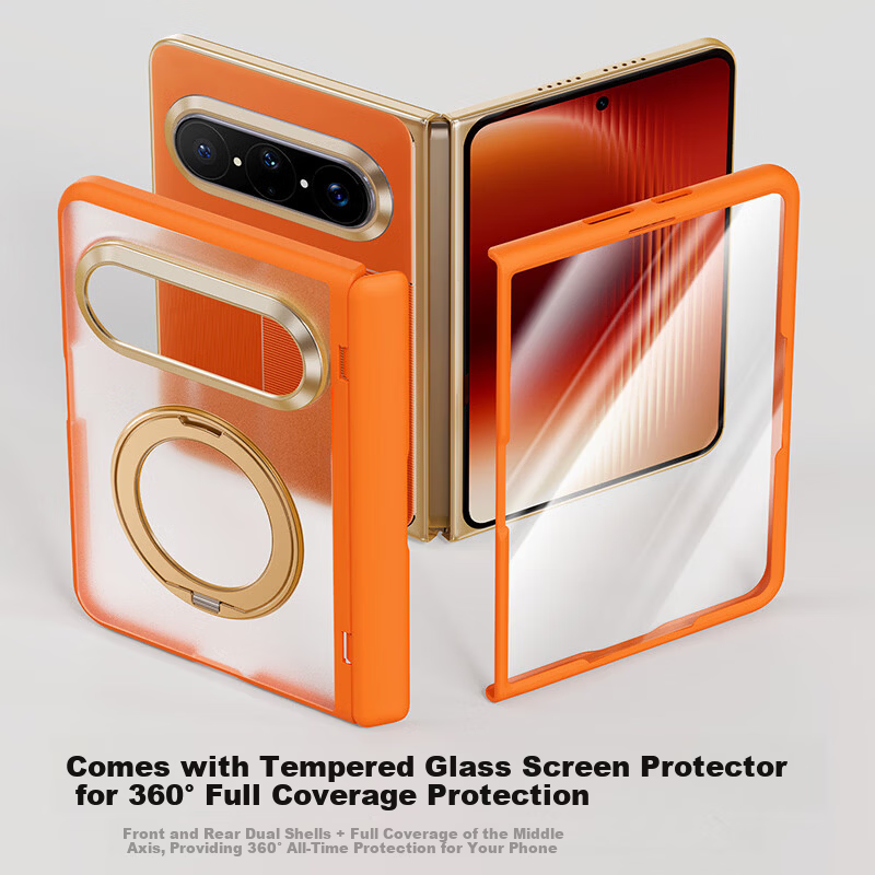 Zhilangni [Rotating Bracket | Integrated Shell and Film] Compatible with Huawei Pura X Max Phone Case Foldable Screen Protective Cover Central Axis Full Coverage Anti-Drop Matte Unisex New Model