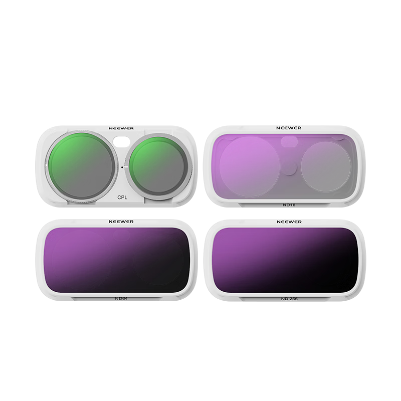 NEEWER Insta360 Luna Ultra Camera Filter Kit Magnetic Quick Release CPL+ND16+ND64+ND256 UV Protection ND Neutral Density Polarizer White
