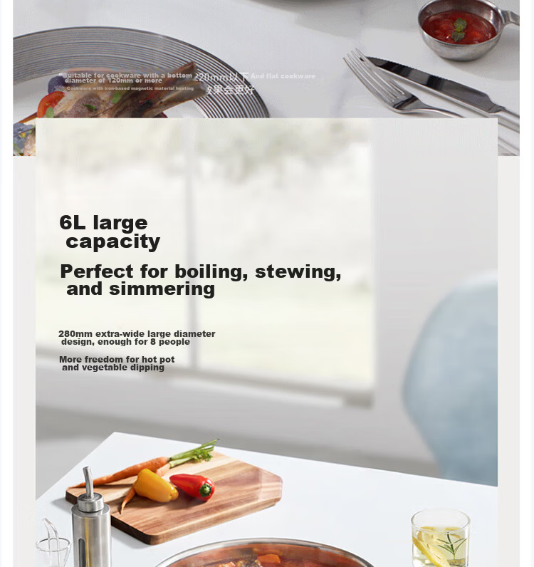 Joyoung 6L Household Detachable Multi-Functional Electric Hot Pot Stainless Steel IH Electric Cooker HG60-GN12 22