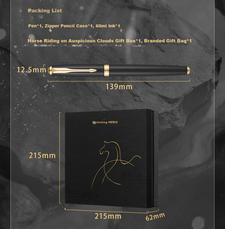 HERO Premium Luxury Fountain Pen Signature Pen Graduation Gift Student Birthday High-End Stationery Office E221 TAMA Cloud Gift Box 13