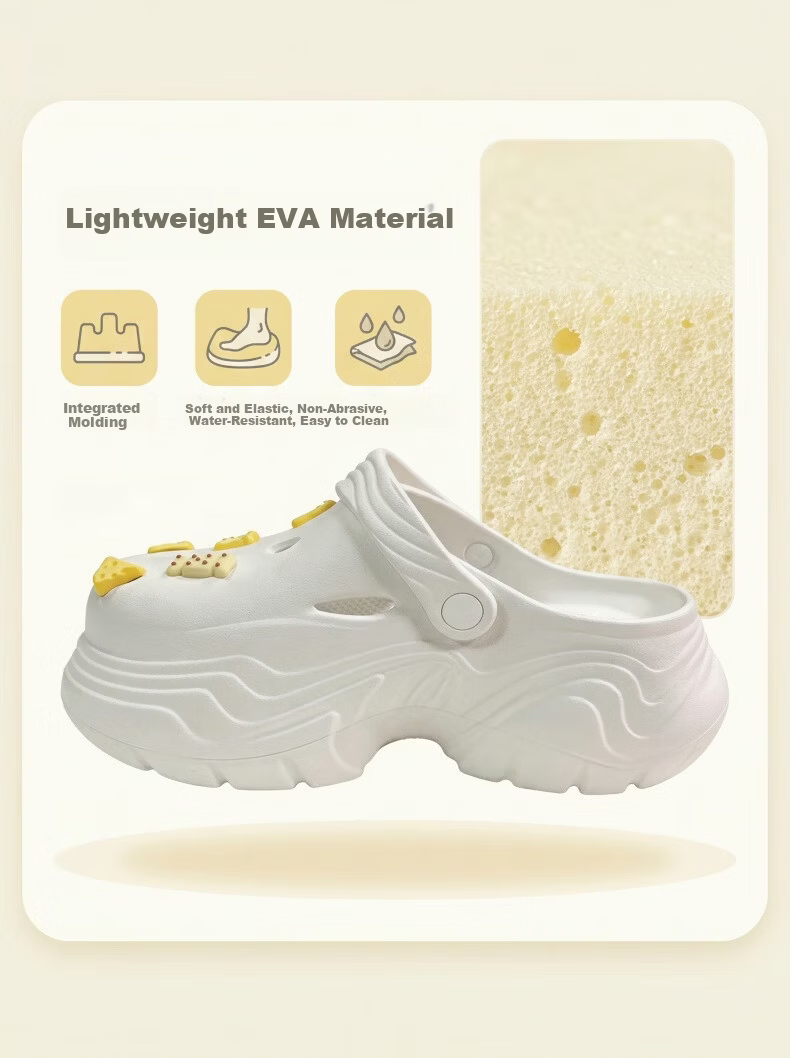 HIPANDA Women's Summer Outdoor Hollow Slip-On Shoes Thick Sole Height Increasing Non-Slip EVA Beach Breathable Cute Closed-Toe Sandals 9
