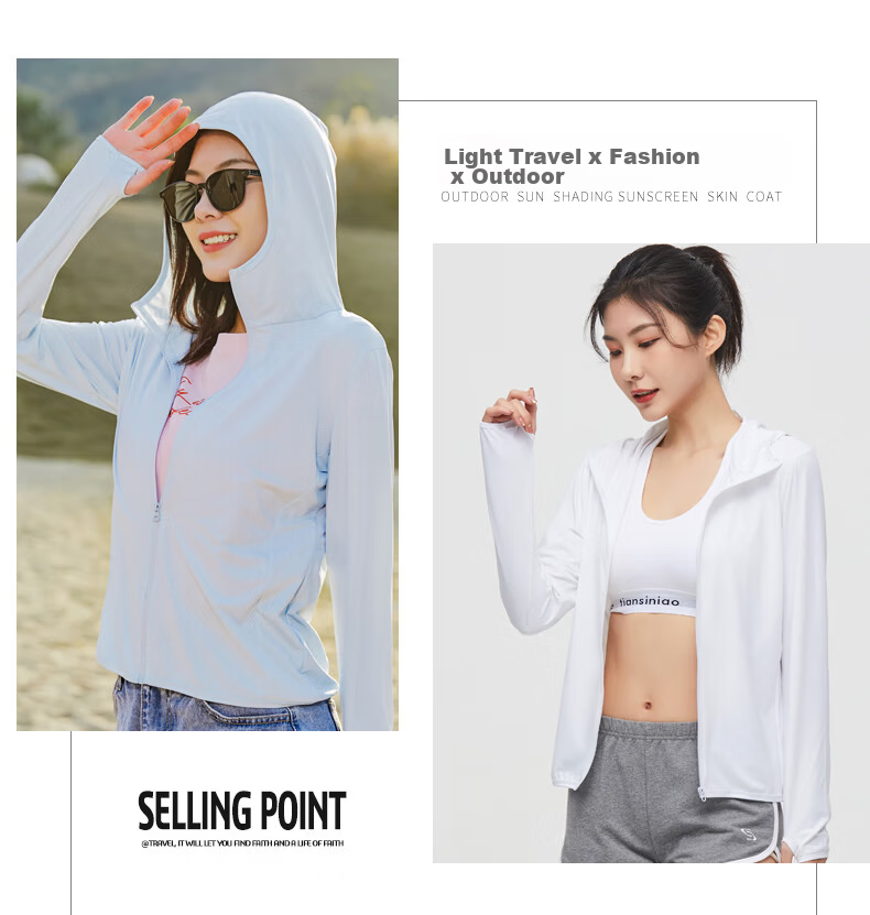 JEANSWEST Women's Summer Ice Silk Cooling UV Protection UPF50+ Breathable Outdoor Jacket Light Blue M 21