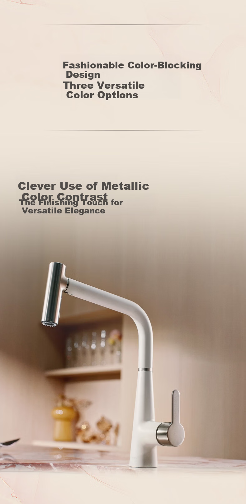 KOHLER Heming Kitchen Faucet Pull-Out Rotatable Adjustable Hot and Cold Water Polished Chrome 8