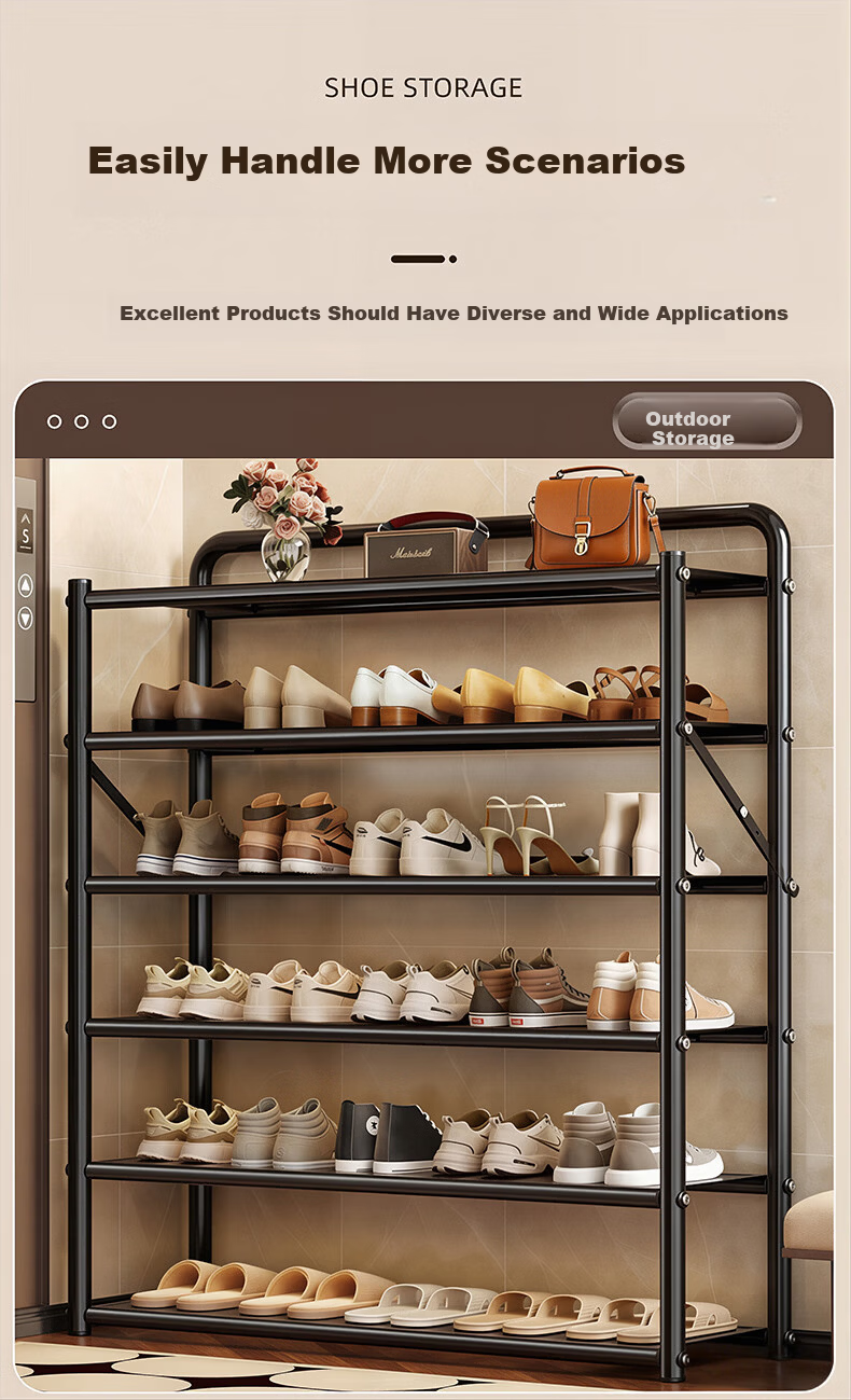 Yaoying Shoe Rack Home Multi-layer Foldable Shoe Cabinet Small Apartment Shoe Storage Organizer YJ23 Black 4 Layers 50cm 12