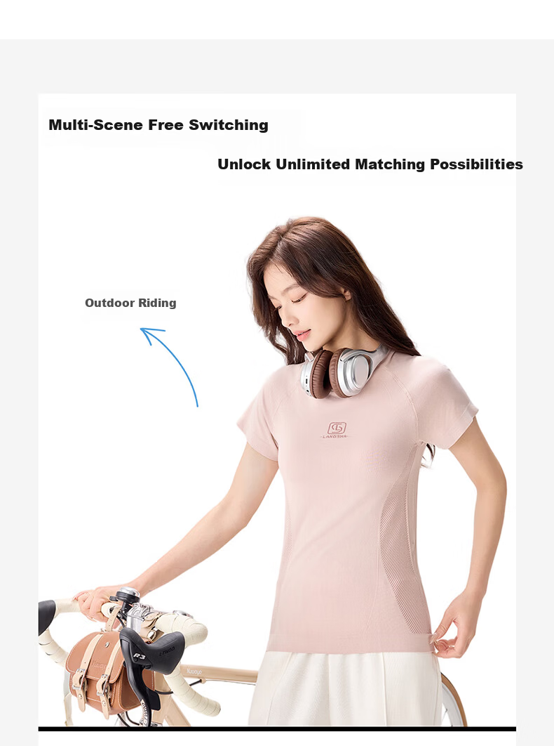 Langsha Women's Short Sleeve Summer Quick-Dry T-Shirt 10A Antibacterial Moisture-Wicking Ice Cooling Breathable Sports Running Top NS1940 13