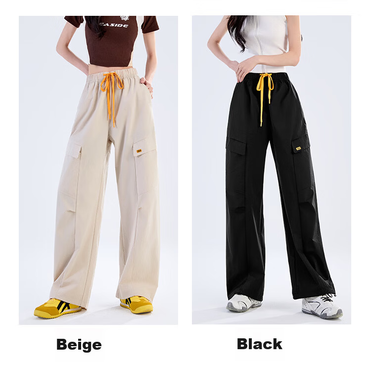 Women's Free Style Cargo Pants Summer Thin 2026 New High Waist Slimming Curved Knife Casual Hiking Loose Wide Leg Paratrooper Pants 13