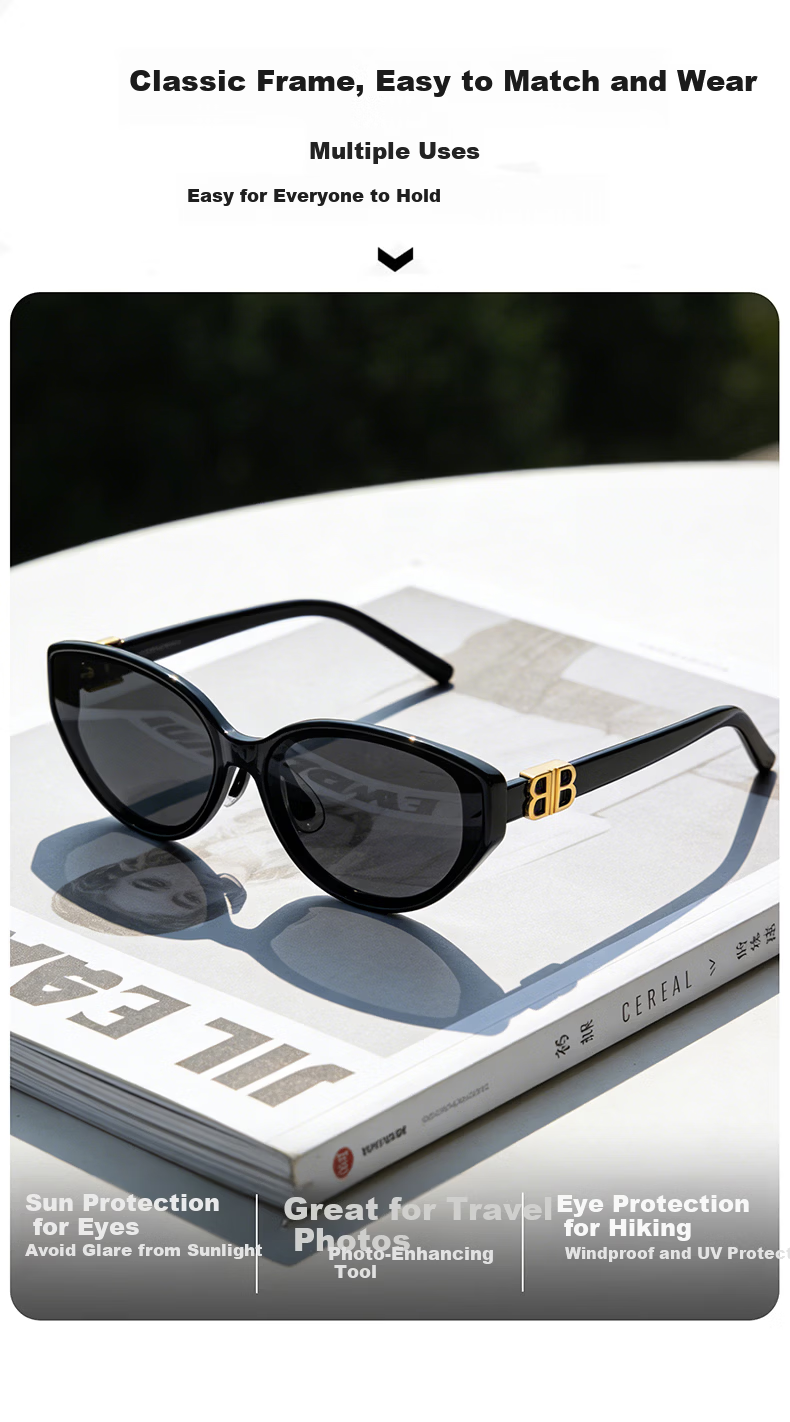 FENCHI Premium Cat Eye Sunglasses for Women 2026 New UV Protection Vintage Round Face Slimming Retro Sunglasses 2