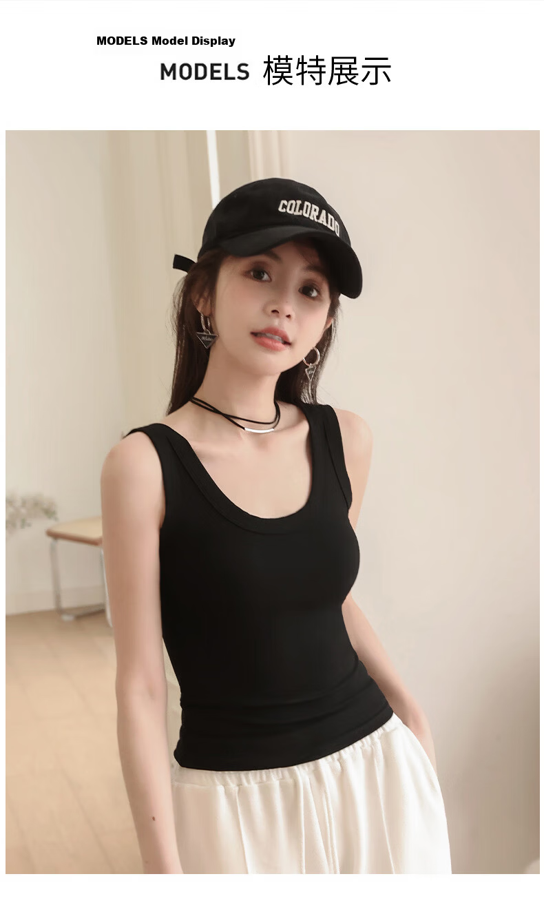 Langsha Youkesi Women's Summer Ice Silk Slim Fit Camisole with Chest Pad, Thin Mulberry Silk Tank Top, Innerwear or Outerwear, Beautiful Back Design 19