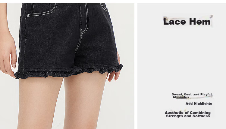 Semir Women's Summer Denim Shorts 2026 Ruffled Hem Sweet Cool A-Line Pants 109326122003 12