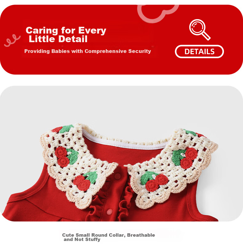 Youqi Girls 2026 Summer New Red Cherry Lightweight Breathable Sweet Princess Dress for Toddler Birthday 11