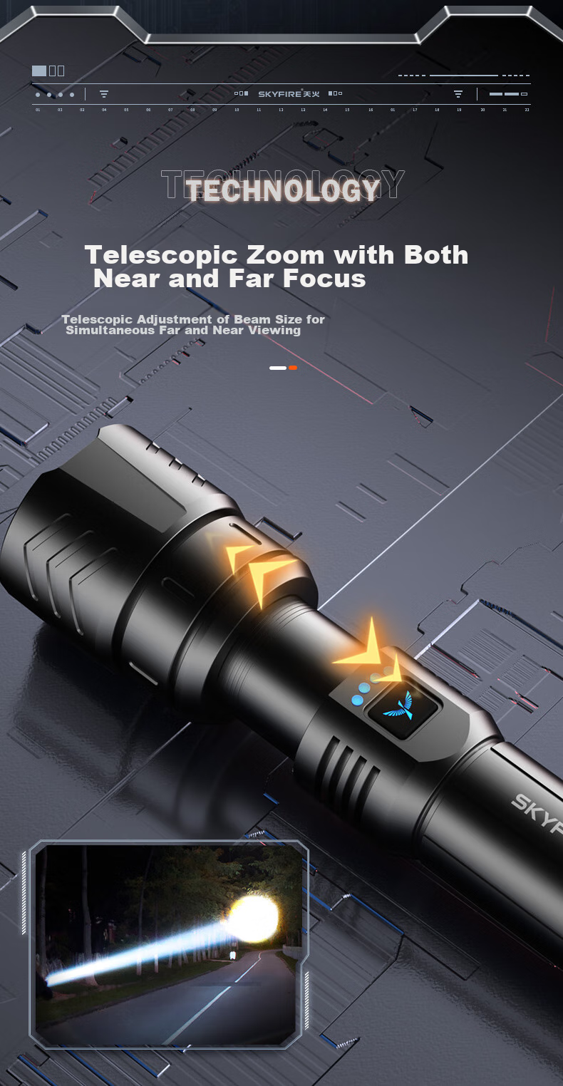 SkyFire Flashlight, Canglong High-Intensity Ultra-Bright Zoomable Long-Range Rechargeable for Home, Military, Outdoor And Wilderness Survival Use 23