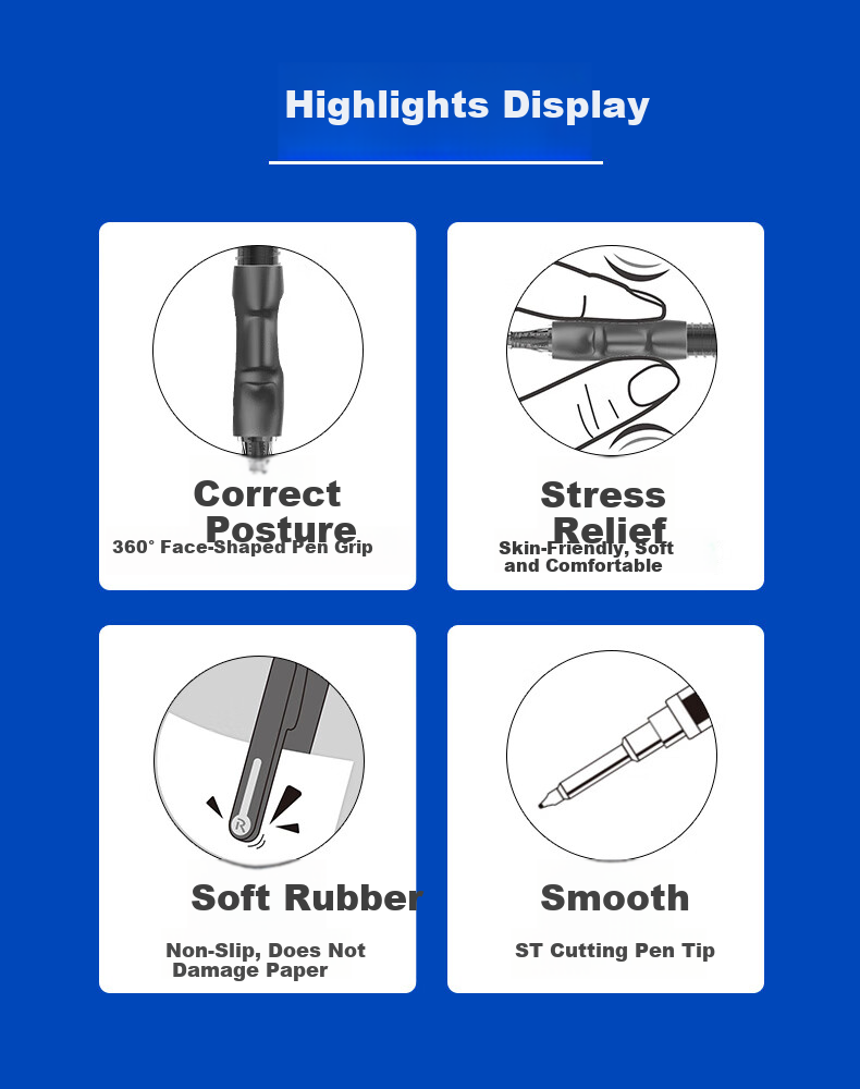 Lepusen Lewei Retractable Gel Pen 0.5mm Liquid Ink Massage Pen Set Signature Pen Dot Press Student Homework Exam Special High-Value 661-4 + 10 Refills 2