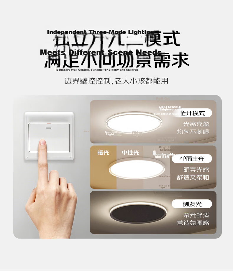 AOC Eye-Care Bedroom Ceiling Light Minimalist LED Ultra-Thin 40cm Independent Light Control with Installation Included 12