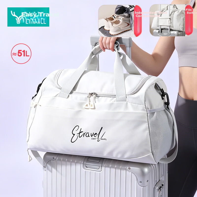 Etravel Travel Bag Gym Bag Large Capacity Storage Bag for Men and Women Travel Business Trip Luggage Hanger Shoulder Crossbody White