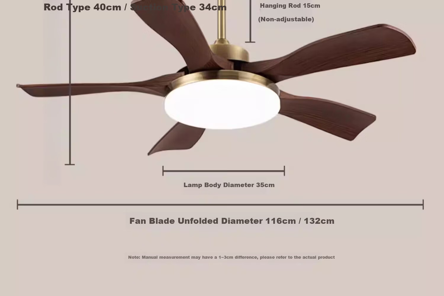 AUX Ceiling Fan Light Integrated Inverter High Wind Quiet Fan Lamp Living Room Ceiling Light 24