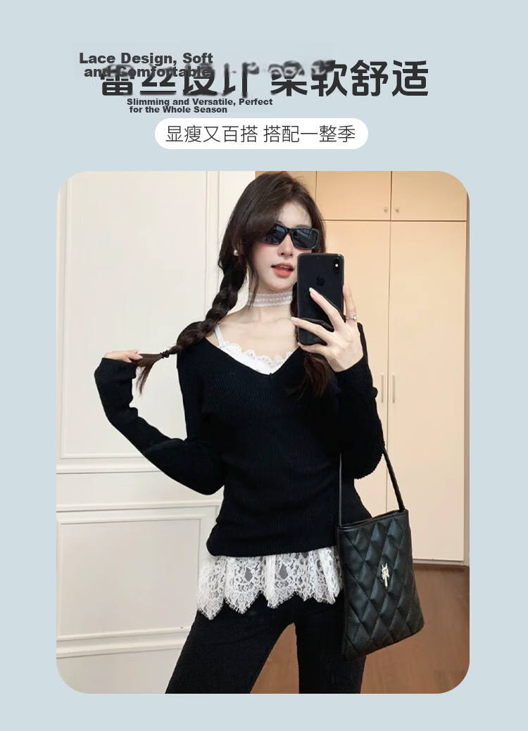 Free Style White V-Neck Lace Camisole Women Summer Inner Wear Ruffled Hem Mesh Splicing Sleeveless Top 1