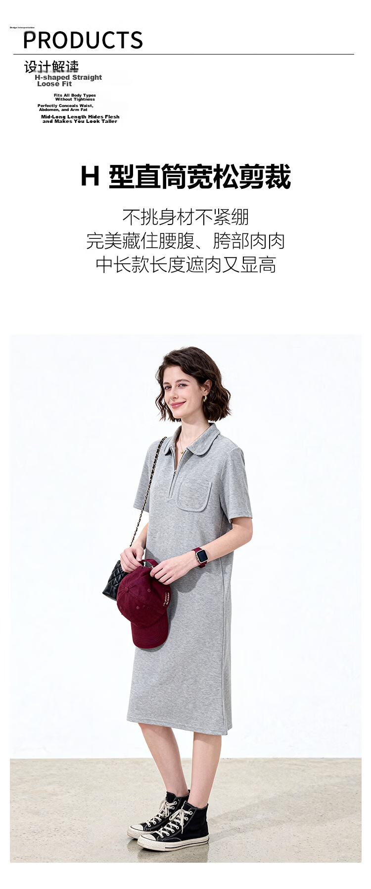 ENC Dress Polo Collar Casual Elegant Summer New Fashion Slimming Versatile Loose Straight Dress 2