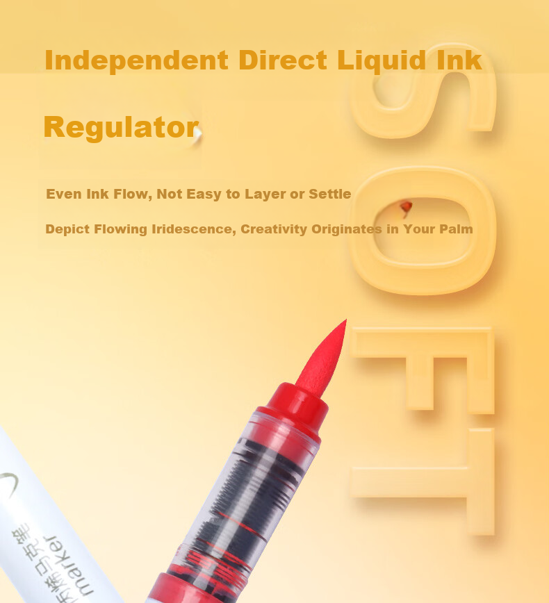 Direct Liquid Soft Tip Acrylic Markers 48 Colors Student Set Non-Transparent Layerable Watercolor Paint Pens Gift Box 4