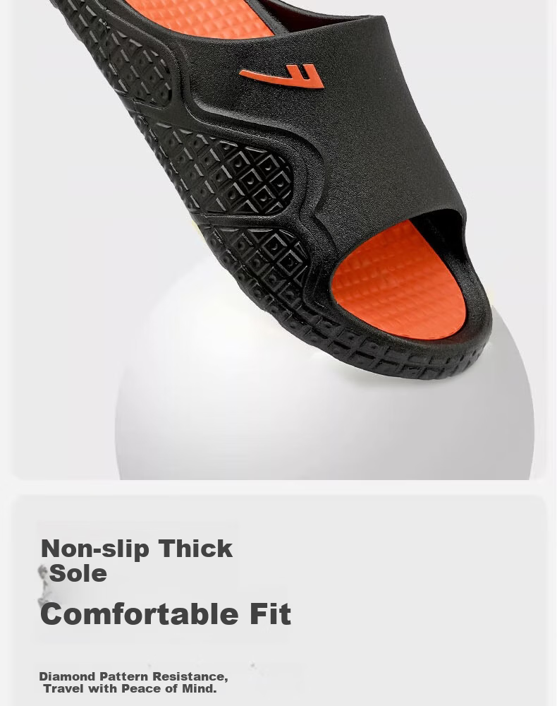 Warrior Non-Slip Men's Slippers Antibacterial Deodorizing Indoor Outdoor Shower Sandals HL3C56 Black Orange Size 42-43 10