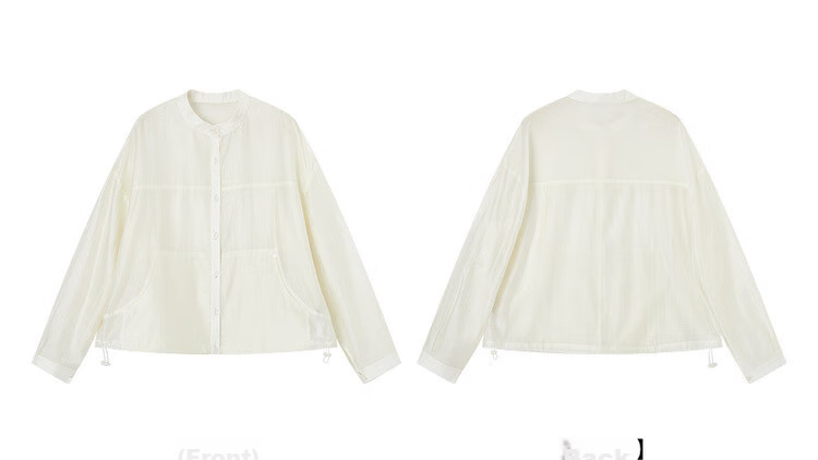 Demana Smooth Tencel Summer Lightweight Crew Neck Shell Button Hem Drawstring Loose Short Women's Jacket 22
