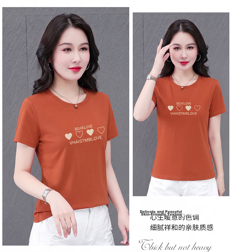 AEMAPE Good Cotton Short Sleeve T-Shirt Women Summer 2026 New Middle-aged Mom Mother's Day Casual Stylish Loose Fit Top 27