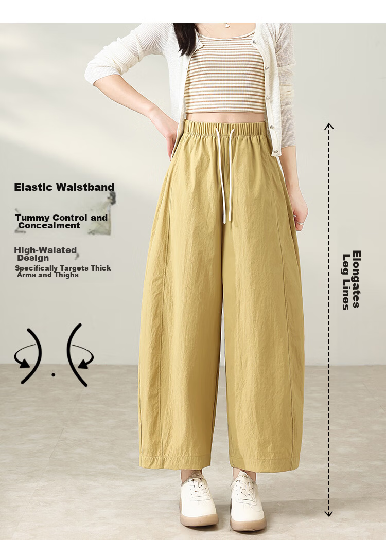 Free Style Wide Leg Pants Women Summer Thin 9/10 Lantern Pants 2026 New High Waist Slim Loose Lazy Curved Casual Pants 5