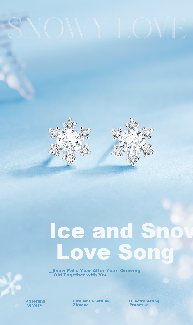 GLTEN Snowflake 999 Pure Silver Earrings Women's Studs Hoops Luxury 2026 New Birthday Gift for Girlfriend Wife 1