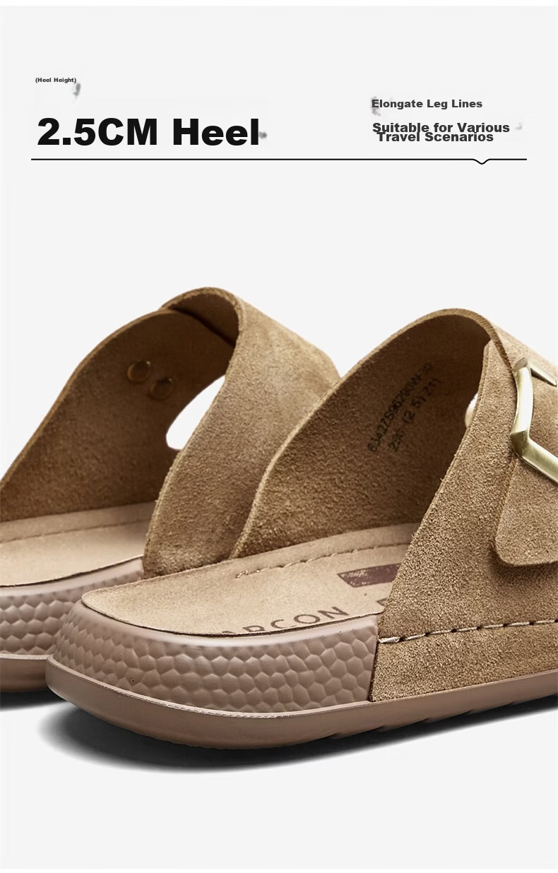 Eierkang Men's Soft Sole Double Buckle Boken Style Slippers Retro Casual Sandals 96290W Khaki Size 41 6