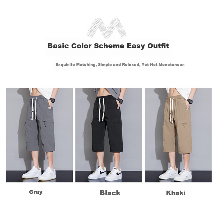 MARK FAIRWHALE Men's Summer Trendy Multi-Pocket Cargo Shorts Quick-Dry Breathable Sports Casual Pants 5