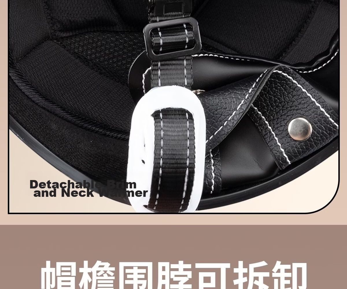 CYCKING New National Standard 3C Certified Motorcycle Helmet Unisex Electric Vehicle Retro Half Helmet Four-Season Universal Safety Cap 12