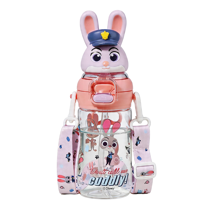 Disney Kids School Double Straw Water Bottle for Boys and Girls Summer 6-12 Years Old Elementary Students 550ML Judy