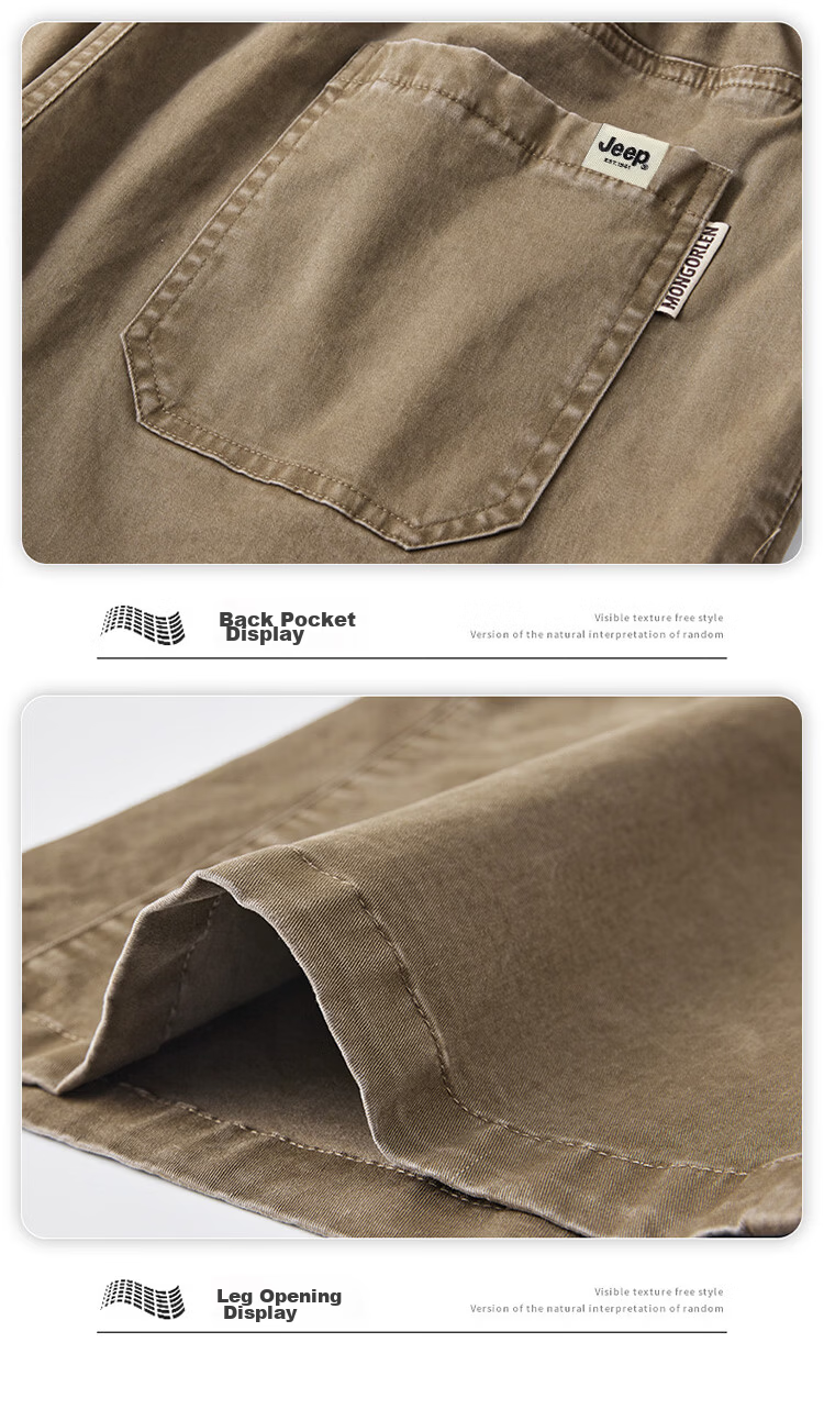 JEEP Men's Summer Casual Breathable Loose Cargo Shorts, Versatile Five-Point Pants, Khaki, XL 20