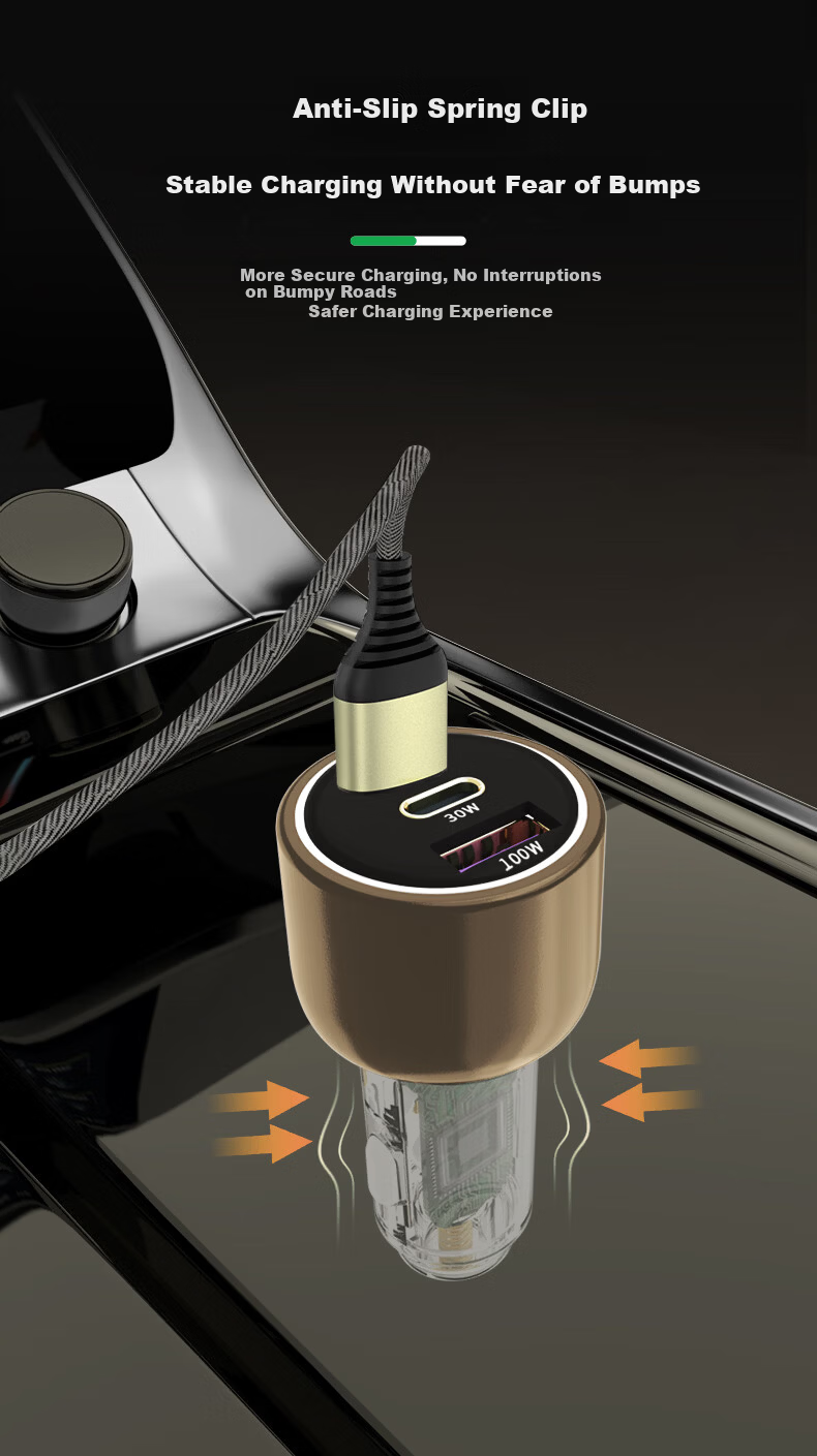 360 Car Charger Data Cable Set 2A1C 100W+30W Dual Super Fast Charging K10 Cigarette Lighter Charger Head One-to-Three Adapter Compatible with Apple Xiaomi Huawei 5