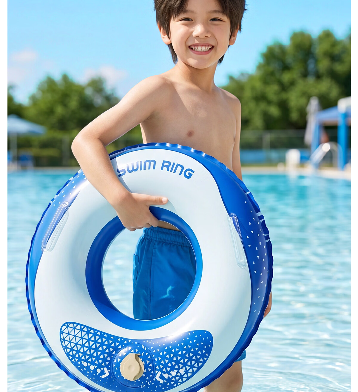 361° Kids Swim Ring Boys Baby Safety Anti-Tip Thickened Portable Water Play Press-Inflate Swimming Armpit Ring 4
