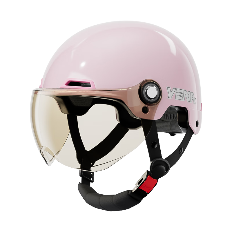 YEMA 3C Certified 351S Electric Scooter Helmet, Women's Summer Sun Protection, Half Helmet for Electric Scooters, Men's Motorcycle Safety Helmet, Cherry Pink with Short Visor, Coffee Color