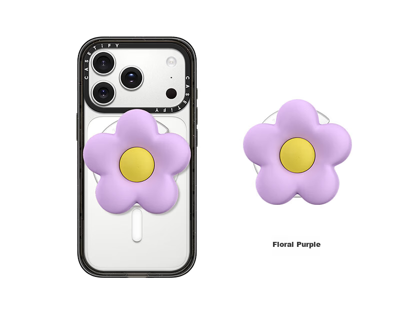 CASETIFY Year of the Horse New 3D Airbag Magnetic Stand Purple Flower 3D Stand Compatible with Magsafe Magnetic Phone Stand 4