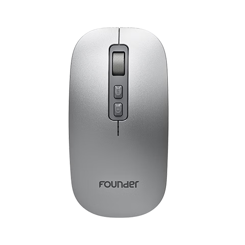 Founder Wireless Bluetooth Silent Mouse Dual Mode Rechargeable Slim Portable Business Office Home W231 Metallic Silver