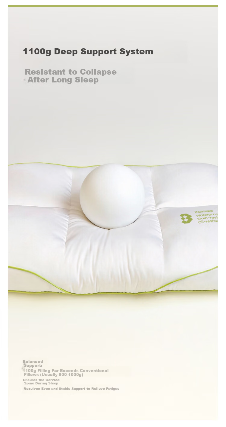 BALIX 【99.9% Antibacterial】Balixi Triple Protection Neck Pillow 60-Count Pure Cotton Anti-Mite Waterproof Oil-Resistant Wash-Free Class A 9