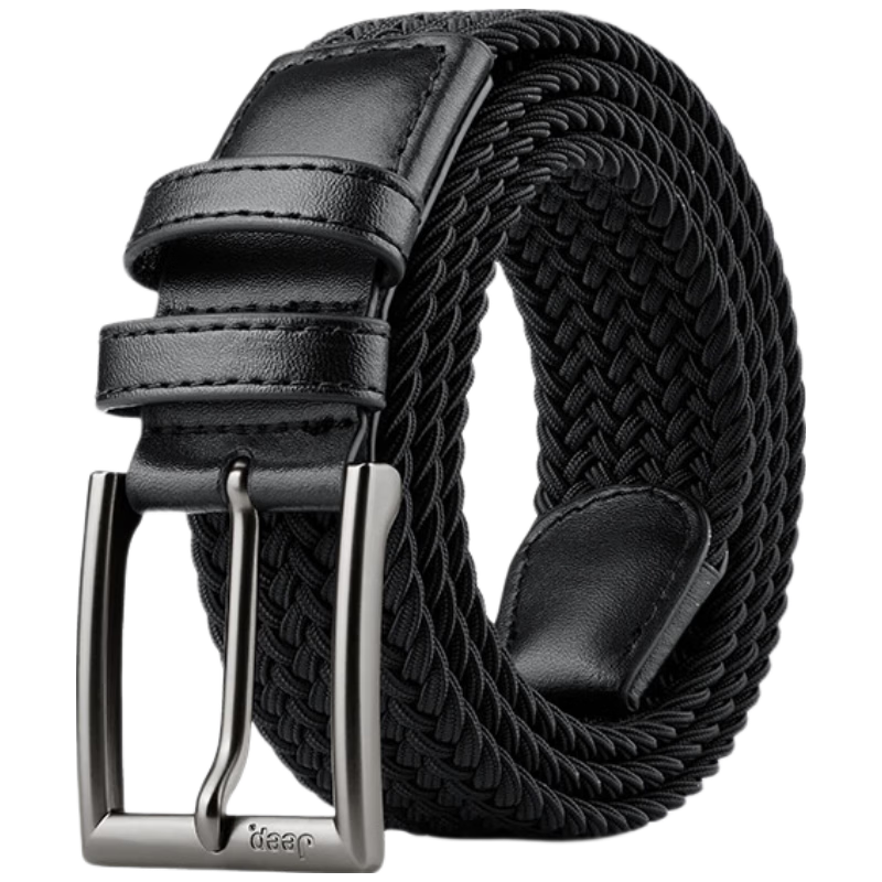 JEEP No-Drill Pin Buckle Canvas Woven High-Elasticity Belt for Men, Leather Belt, Birthday Gift for Boyfriend, Husband, Father
