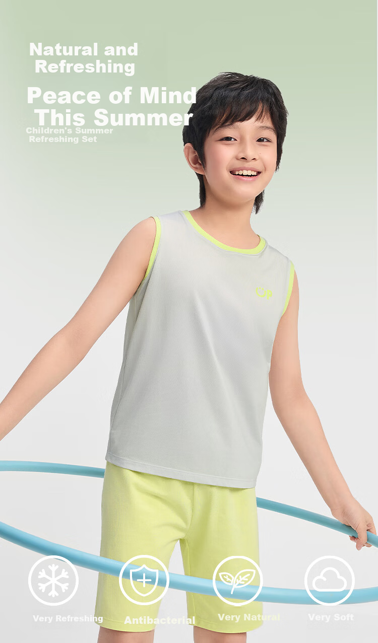 Balabala Boys Sleeveless Vest Set Summer Air-Conditioned Children's Pajamas Toddler Baby Homewear Big Kids Sleeveless 1