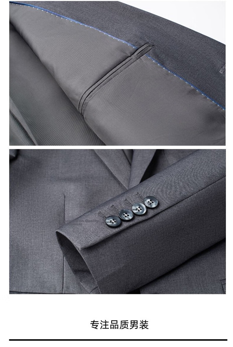 Romon Casual Blazer Men's Four-Season Professional Suit Business Wedding Groom Attire Qing 180A 12