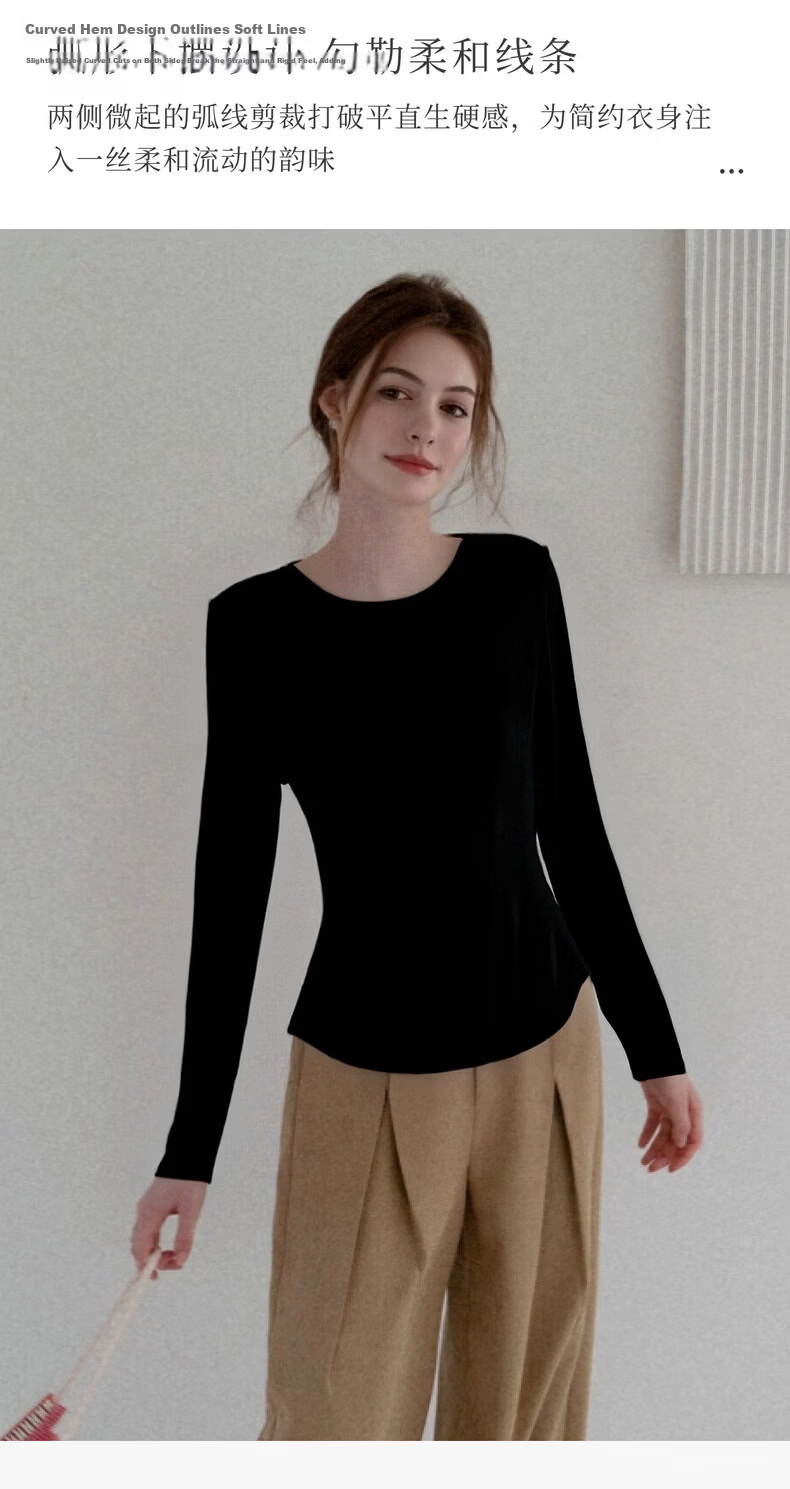 Olrain Slim Fit Back Hollow Butterfly Bow Long Sleeve T-Shirt Women Spring New Slim Top Black XL 10