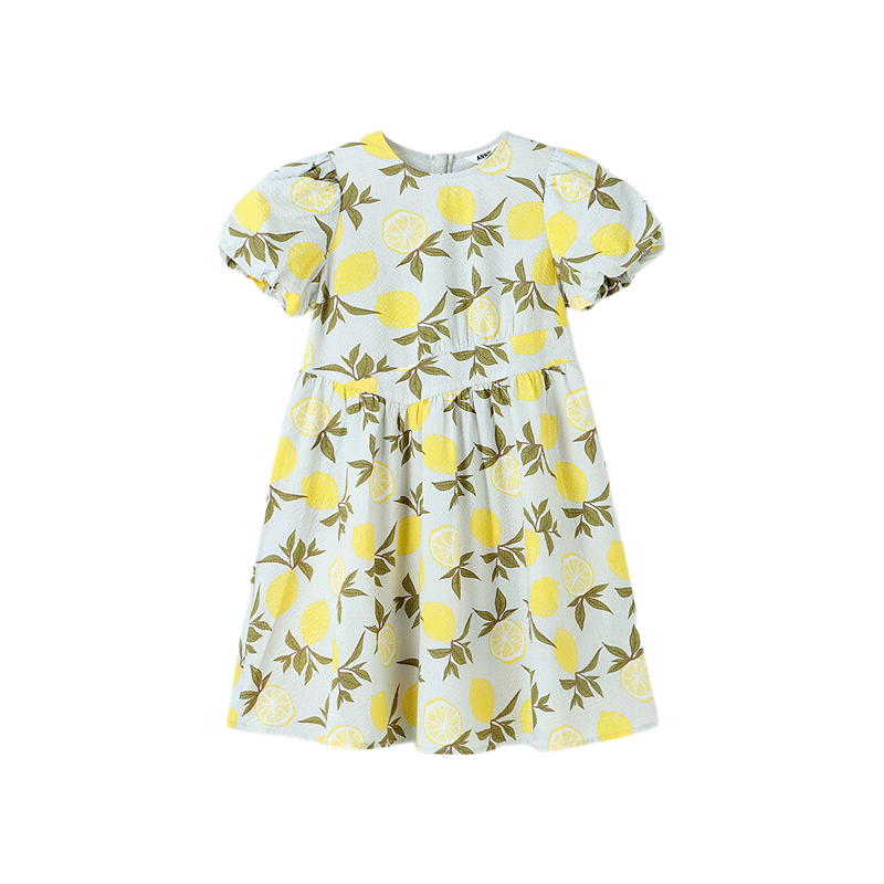Annil Girls' Dress, 2025 Summer New Style, Pure Cotton, Fresh And Sweet, Moisture-Absorbing, Breathable, Bubble Skirt