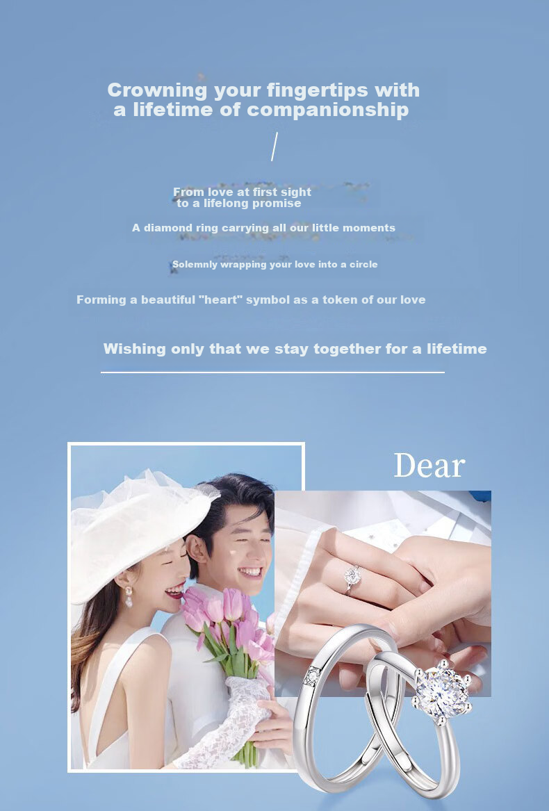 Yangchuang Fashion Wedding Engagement Diamond Ring Couple Rings S925 Wedding Band 520 Moissanite Couple Rings for Women 2