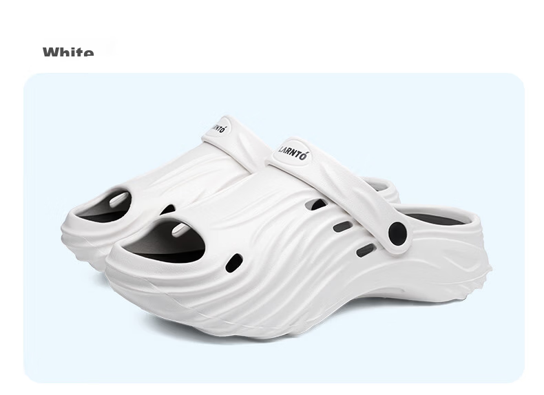 LAORENTOU Men's Summer Breathable Hole Shoes Thick Sole Outdoor Sandals LT353 White Size 44-45 22