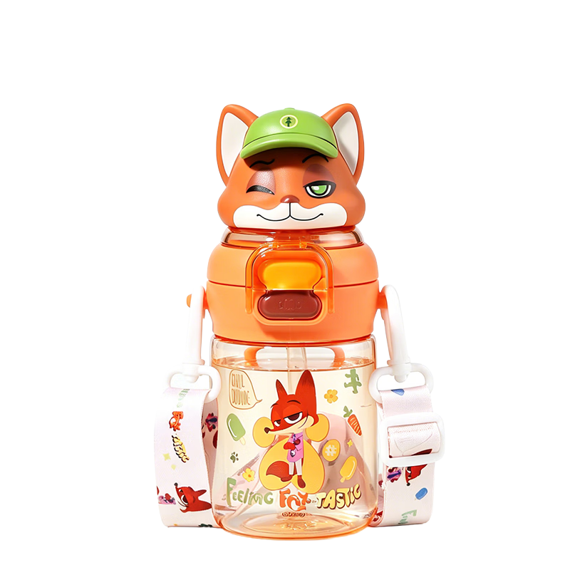 Disney Kids School Double Straw Water Bottle Boys Girls Summer 6-12 Years Old Elementary Student 400ML Nick