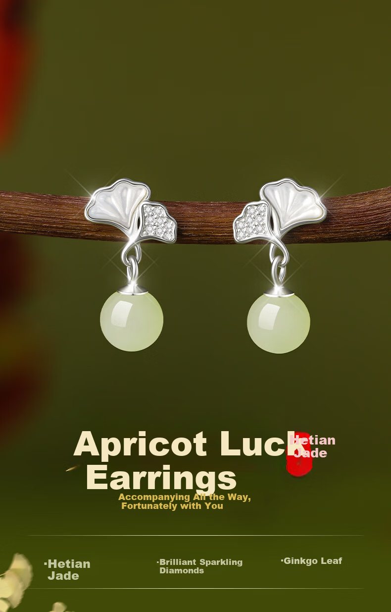 Lao Feng Xiang Hetian Jade Earrings Women's 2026 New Premium Silver Earrings Birthday Anniversary Gift for Girlfriend Wife 1