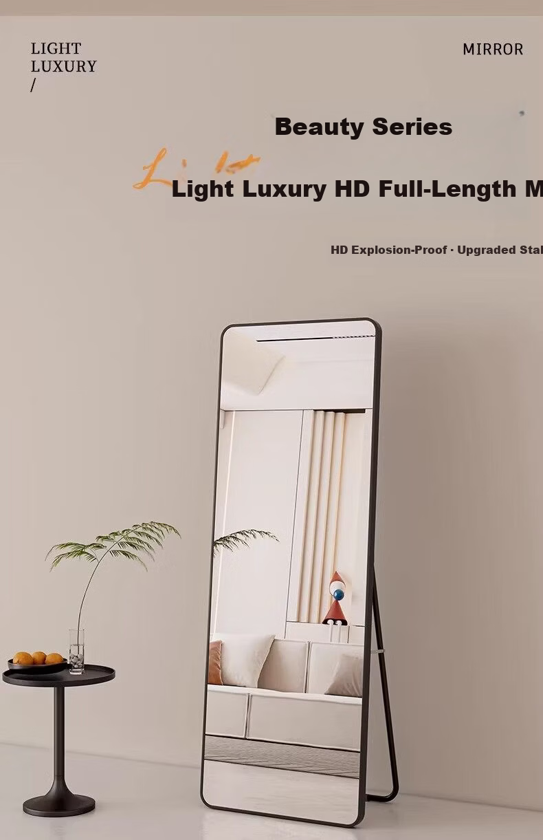 Puang Full-Length Mirror Floor Mirror Dressing Mirror Hanging Door Mirror Clothing Store Fitting Room Explosion-Proof Aluminum Alloy Wall Mirror 40*150cm 1
