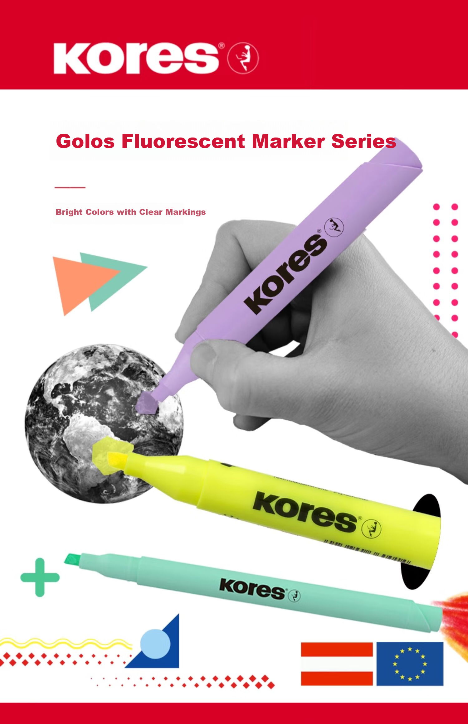 KORES Europe Kores Chisel Tip Highlighter Pen Student Colored Highlighting Marker Fluorescent Color Note-taking Opaque Large Capacity Marker Thick Barrel Yellow 4-Pack 2
